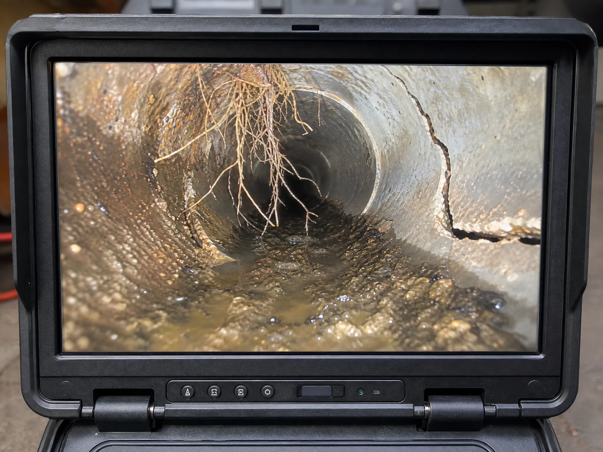 Prodigy Sewer and Drain uses video inspection to show blockages and damage inside a pipe needing attention.