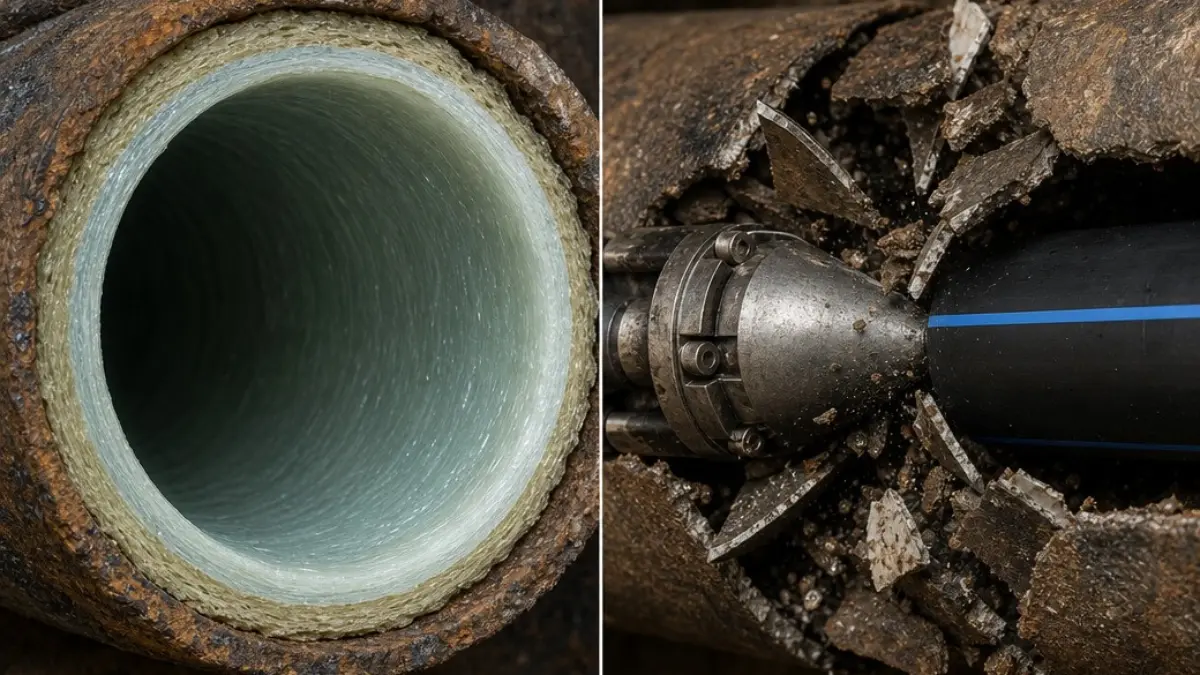 Prodigy Sewer and Drain shows how old, damaged pipes can be repaired with new pipe installation inside them.