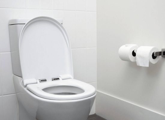 A clean white toilet with lid and seat raised, installed by Pipeworks Plumbing and Construction, beside a wall-mounted double toilet paper holder in a brightly lit, tiled bathroom—showcasing quality plumbing work and promoting peace of mind with sewer line insurance. A clean white toilet with lid and seat raised, installed by Pipeworks Plumbing and Construction, beside a wall-mounted double toilet paper holder in a brightly lit, tiled bathroom—showcasing quality plumbing work and promoting peace of mind with sewer line insurance.